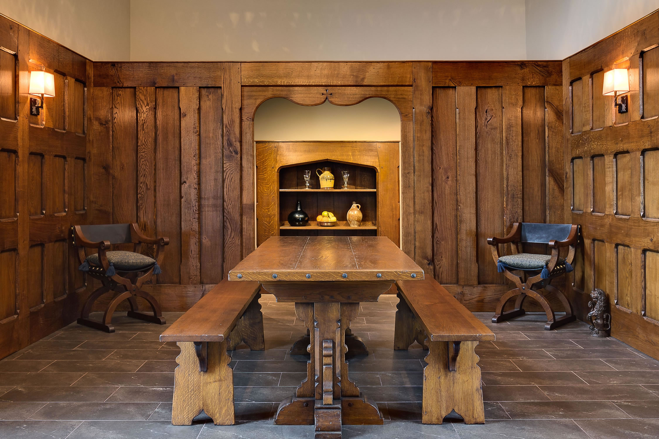 oak panelled dining room